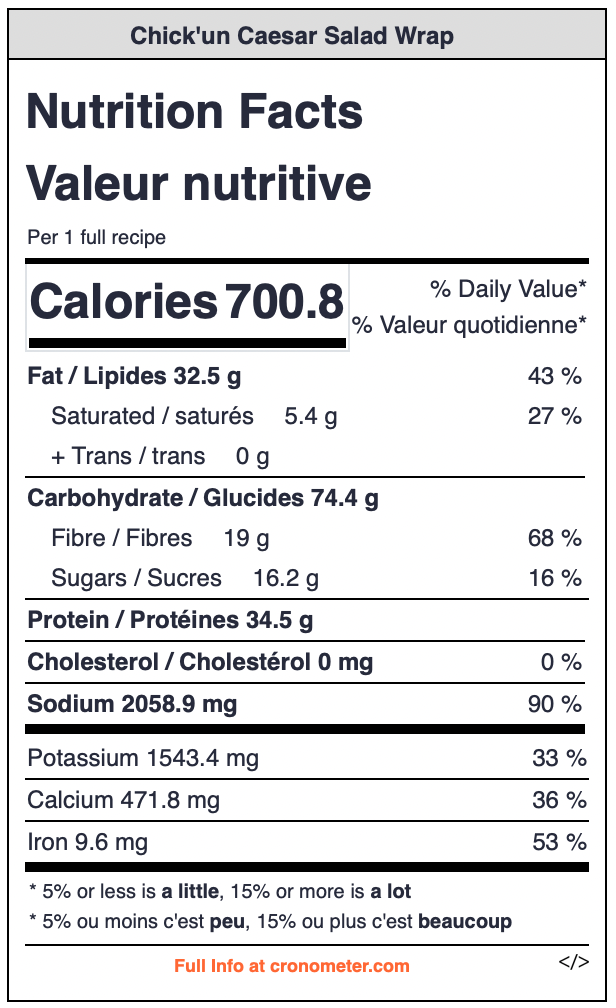 Chick'un' Caesar Salad Wrap