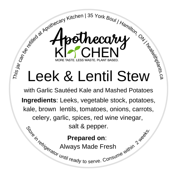 Leek & Lentil Stew Jar With Garlic Sautéed Kale & Mashed Potatoes