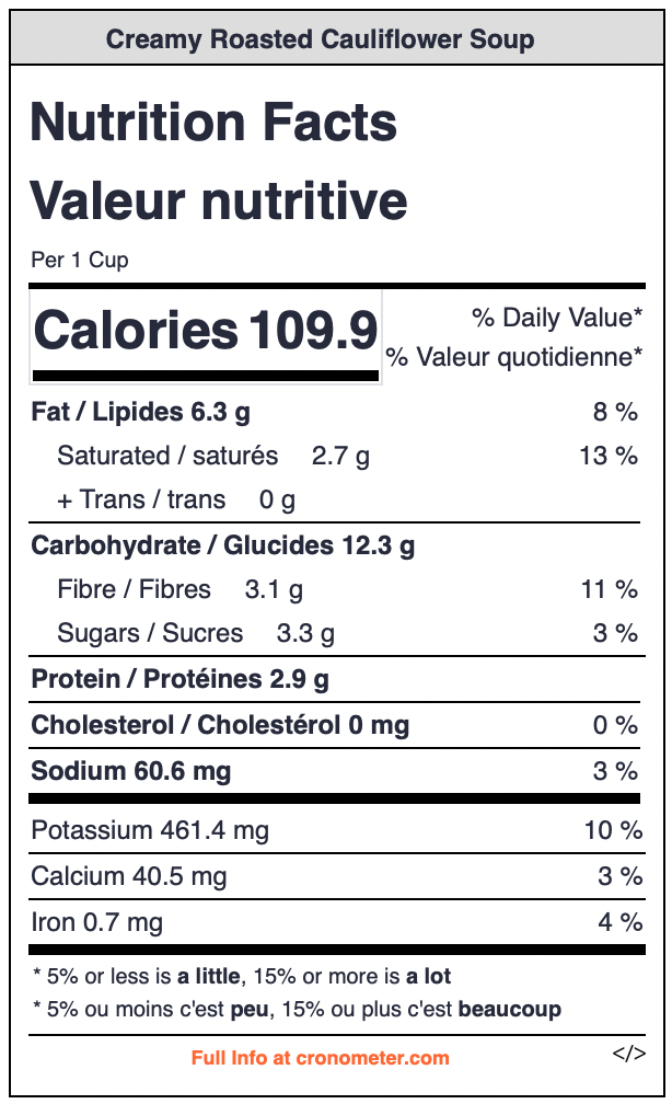 Creamy Roasted Cauliflower Soup Jar